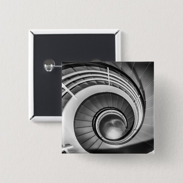 Circular Stairway BW 15 Cm Square Badge (Front & Back)