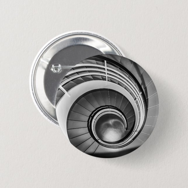 Circular Stairway BW 6 Cm Round Badge (Front & Back)