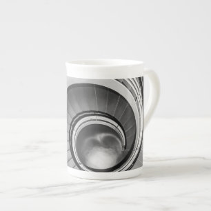 Circular Stairway BW Bone China Mug