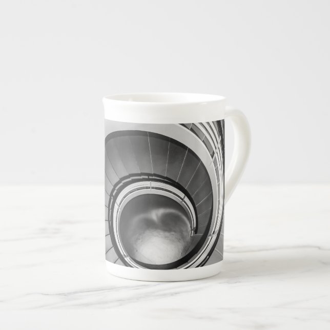 Circular Stairway BW Bone China Mug (Front Right)