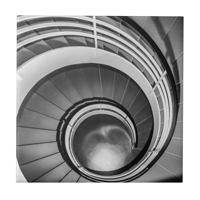Circular Stairway BW Ceramic Tile (Front)