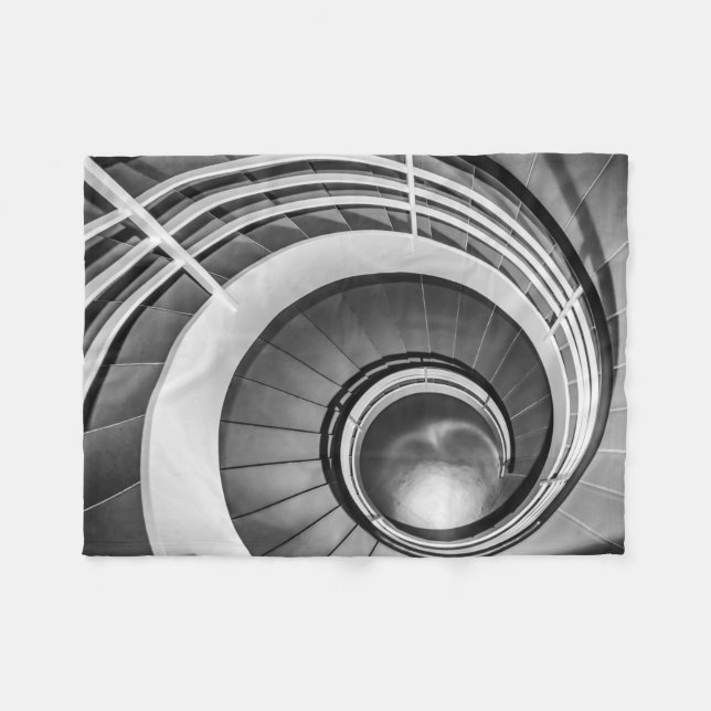Circular Stairway BW Fleece Blanket (Front (Horizontal))