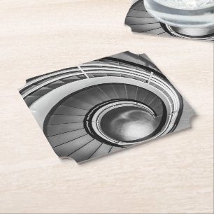 Circular Stairway BW Paper Coaster
