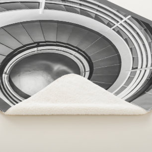 Circular Stairway BW Sherpa Blanket
