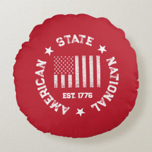 Circular Stamp American State National Est 1776 Round Cushion