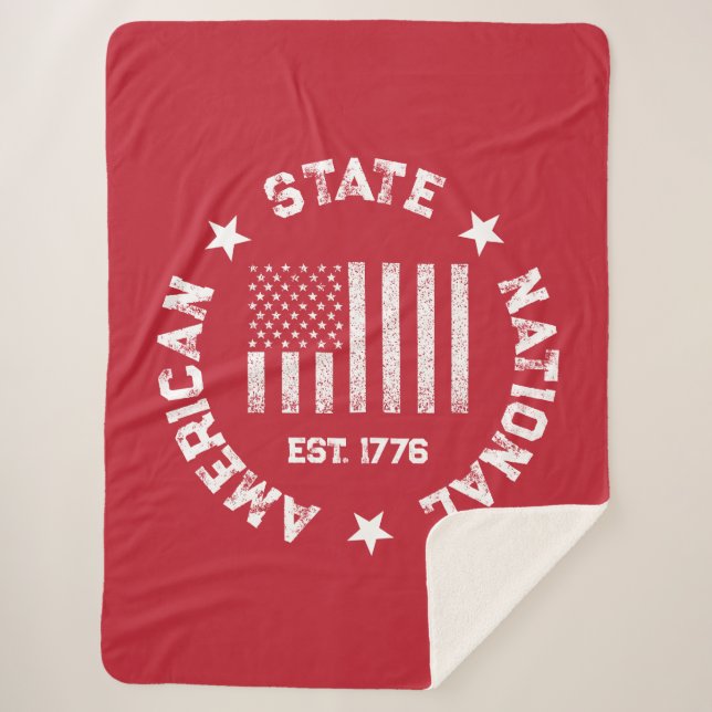 Circular Stamp American State National Est 1776 Sherpa Blanket (Front)