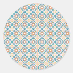 Circular tile design featuring intricate floral classic round sticker