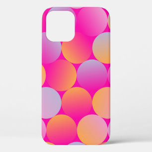 circular tiles seamless pattern in pop pink orange iPhone 12 case