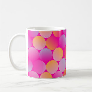 circular tiles seamless pattern in pop pink orange coffee mug
