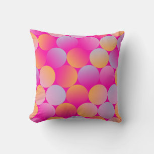 circular tiles seamless pattern in pop pink orange cushion