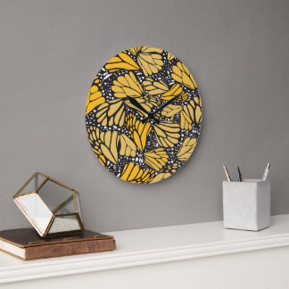Circular wall clock printed monarch butterfly
