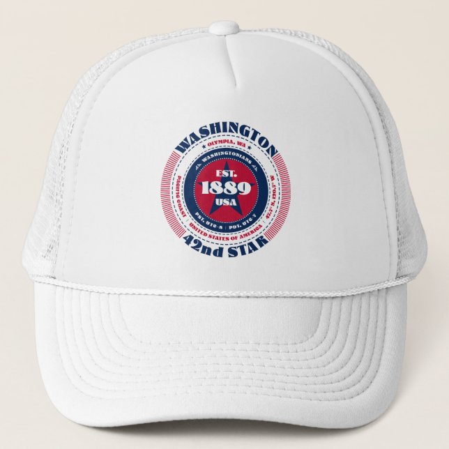 Circular Washington State Patriotic Trucker Hat (Front)