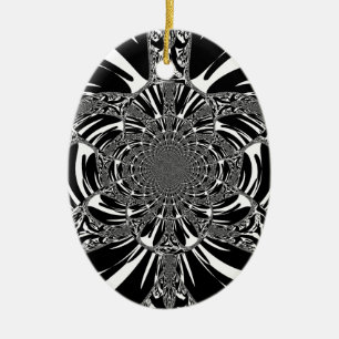 Circular Zebra Kaleidoscope Art Print Ceramic Tree Decoration