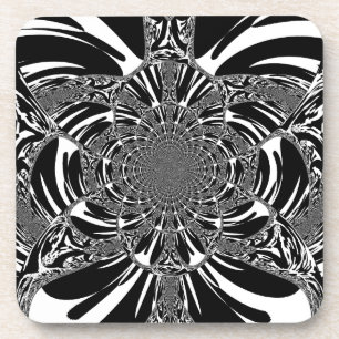 Circular Zebra Kaleidoscope Art Print Coaster