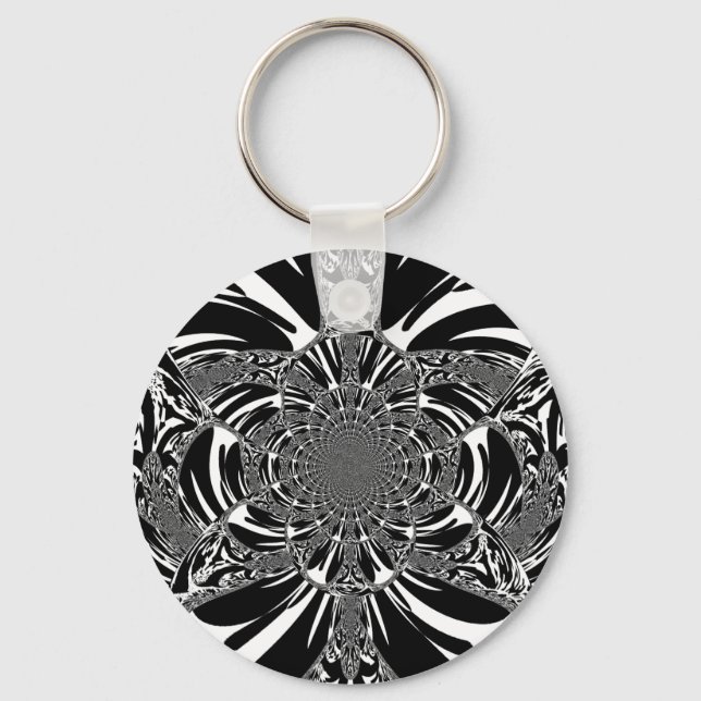 Circular Zebra Kaleidoscope Art Print Key Ring (Front)