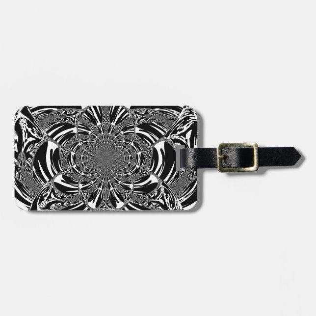 Circular Zebra Kaleidoscope Art Print Luggage Tag (Front Horizontal)