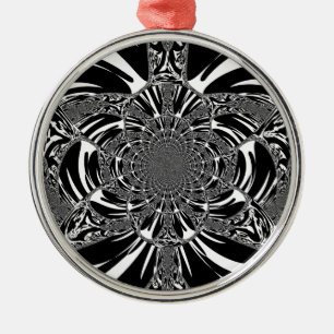 Circular Zebra Kaleidoscope Art Print Metal Ornament