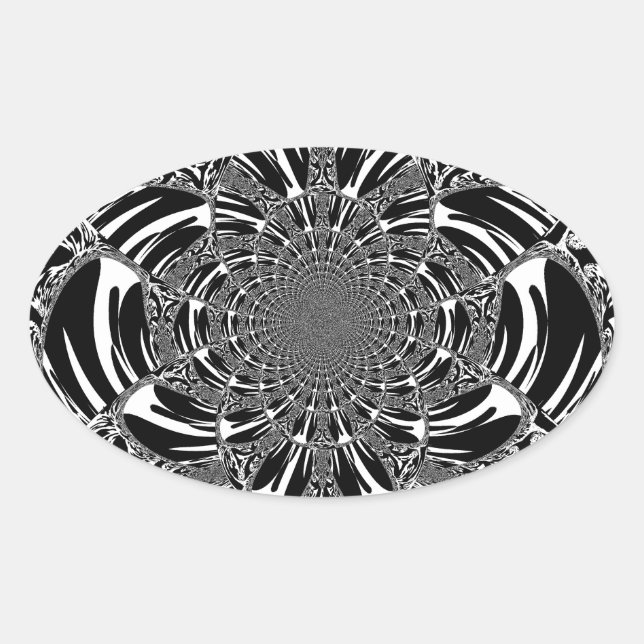 Circular Zebra Kaleidoscope Art Print Oval Sticker (Front)