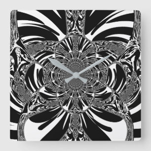 Circular Zebra Kaleidoscope Art Print Square Wall Clock