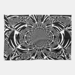 Circular Zebra Kaleidoscope Art Print Tea Towel