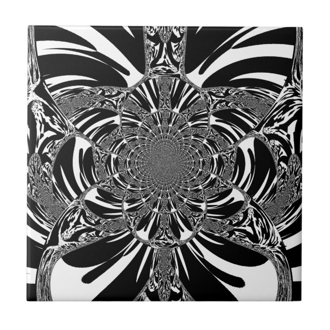 Circular Zebra Kaleidoscope Art Print Tile (Front)