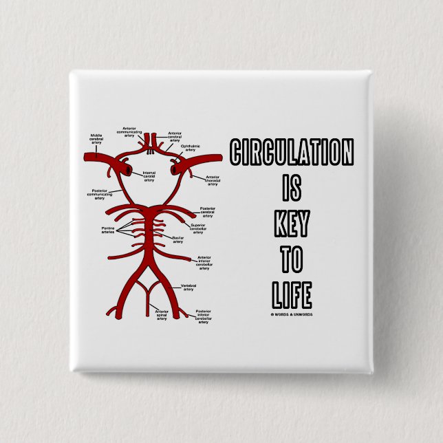Circulation Is Key To Life (Circle Of Willis) 15 Cm Square Badge (Front)