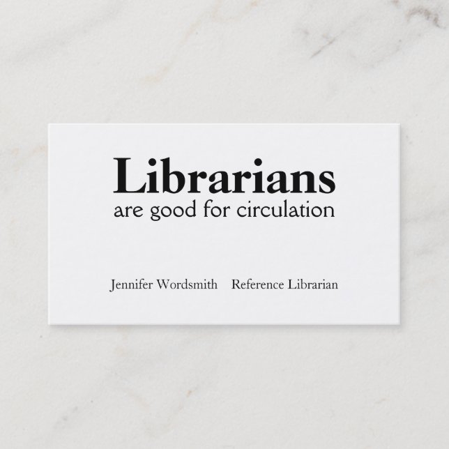 Circulation Pun Librarian Business Cards Customise (Front)