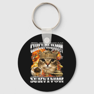 Circumcision Survivor Cat Meme Bootleg Funny Key Ring