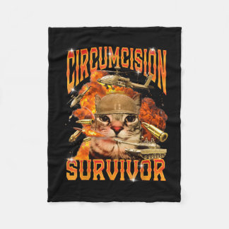 Circumcision survivor cat meme funnypng  fleece blanket