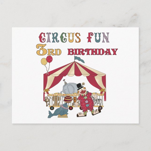 Circus 3rd Birthday Tshirts and Gifts Postcard (Front)