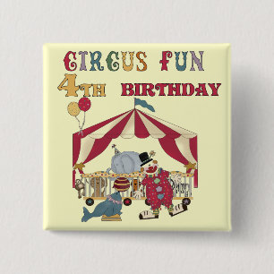 Circus 4th Birthday Tshirts and Gifts 15 Cm Square Badge