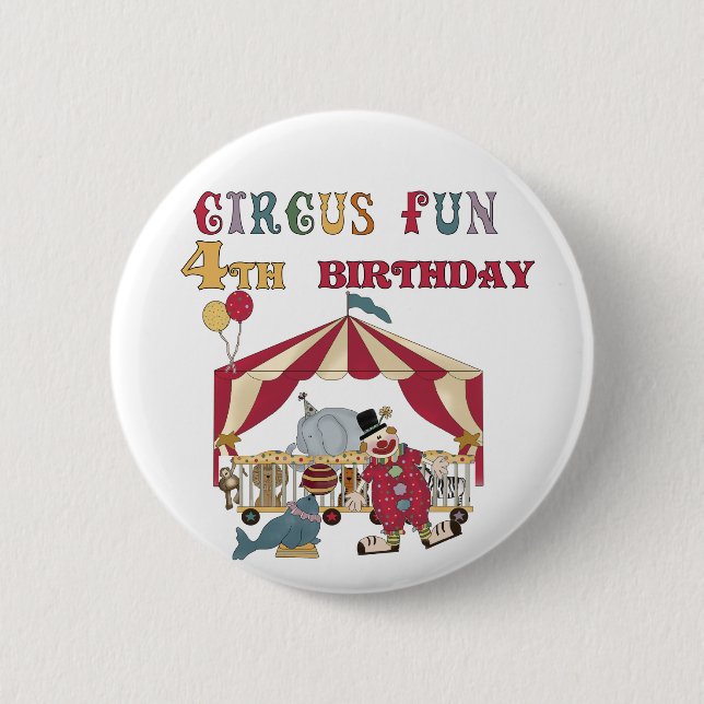 Circus 4th Birthday Tshirts and Gifts 6 Cm Round Badge (Front)