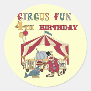 Circus 4th Birthday Tshirts and Gifts Classic Round Sticker