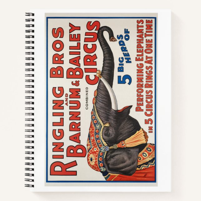 Circus  5 Big Herds of Performing Elephants Notebook (Front)