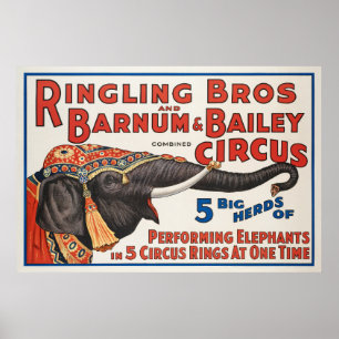 Circus  5 Big Herds of Performing Elephants Poster