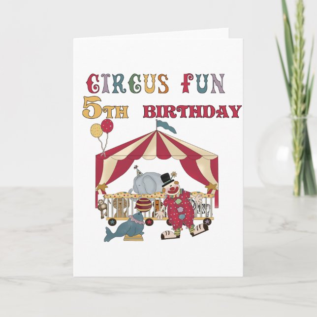 Circus 5th Birthday tshirts and Gifts Card (Front)