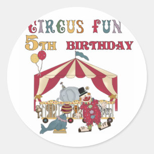 Circus 5th Birthday tshirts and Gifts Classic Round Sticker