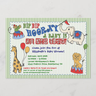 Circus Animal Baby Shower Invitation - Green