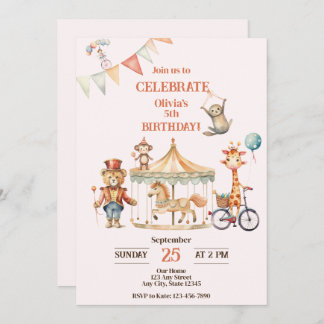 Circus Animal Birthday Invitation