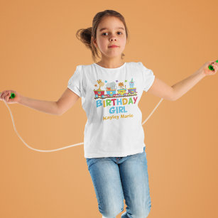 Circus Animal Train Cute Custom Birthday Girl T-Shirt