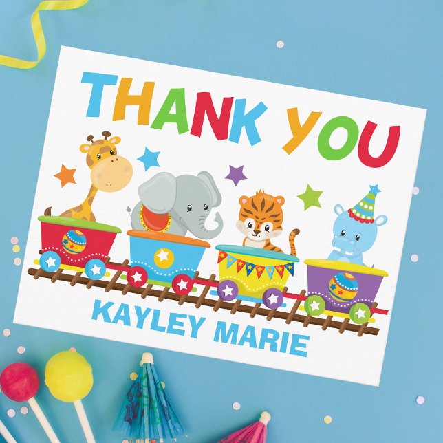 Circus Animal Train Cute Kids Custom Thank You Postcard (Creator Uploaded)
