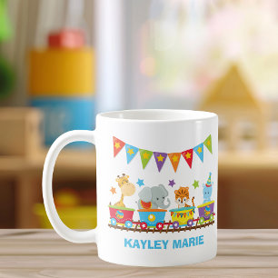 Circus Animal Train Cute Personalised Kids Coffee Mug