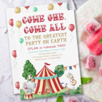 Circus Animals and Big Top Any Age Photo Birthday