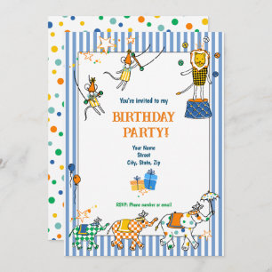 Circus Animals Birthday Invitations