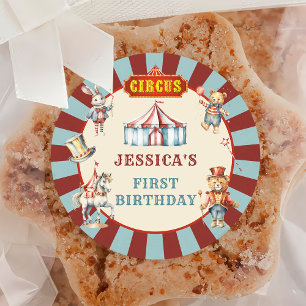 Circus Animals Carnival Birthday Party Classic Round Sticker