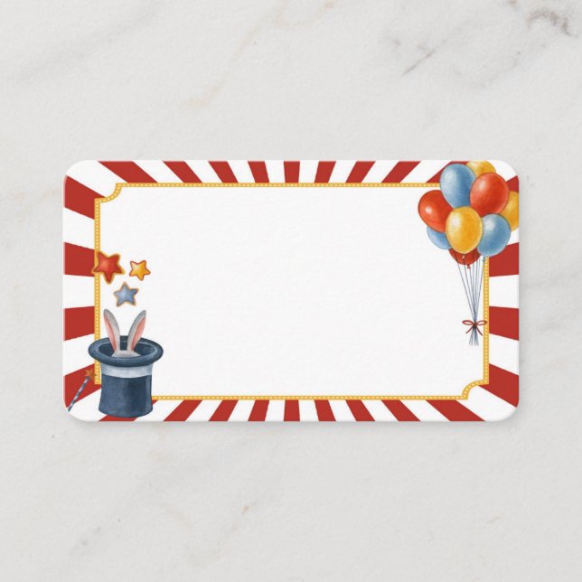 circus animals carnival place cards for buffet (Front)
