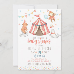 Circus Animals Gender Neutral Baby Shower Invite