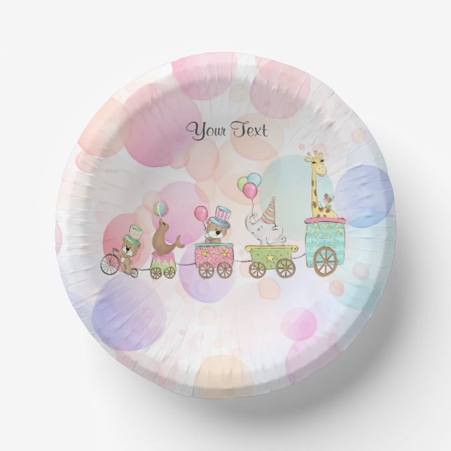 Circus Animals Paper Bowl Plate (Front)