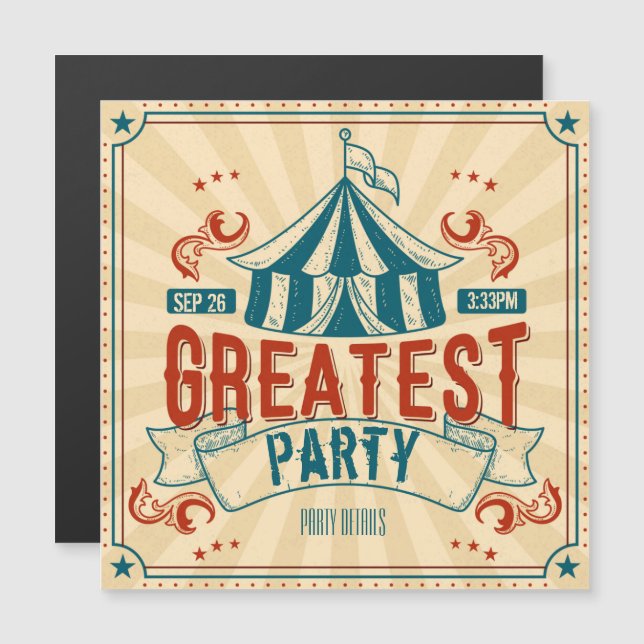 Circus Any Event Magnetic Invitation (Front/Back)