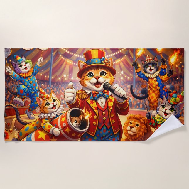 Circus bathroom/kitchen/cat circus beach towel (Front)